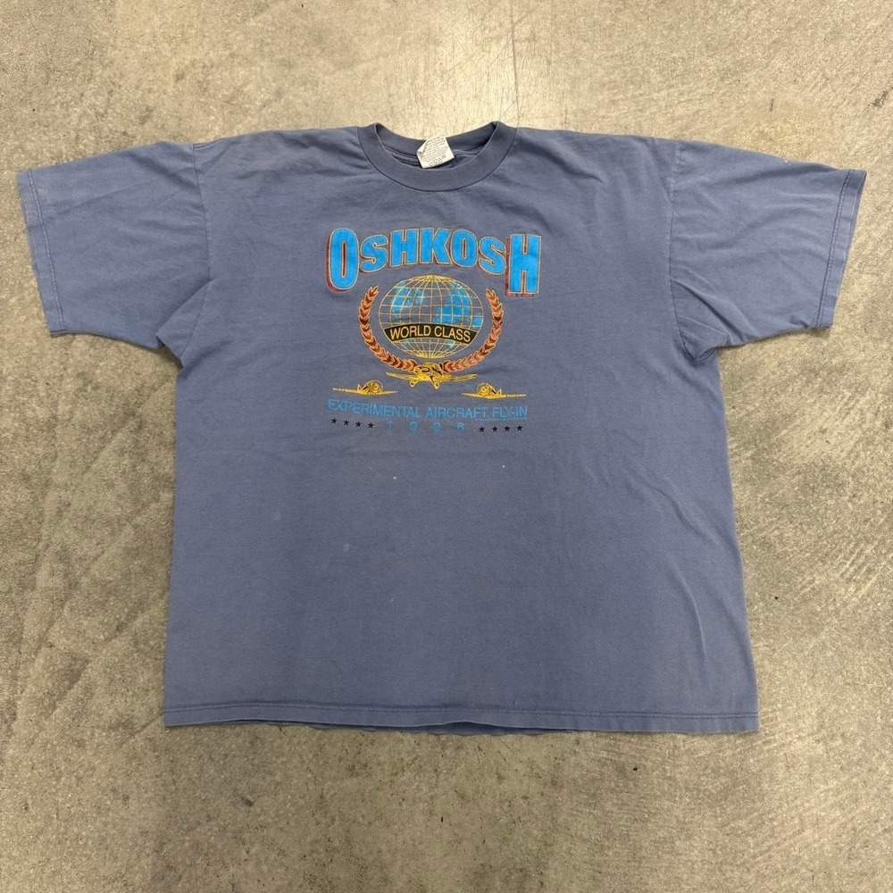 Vintage Men's Osh Kosh Experimental Aircraft Tshirt Sunfaded 90s Distreesed XXL